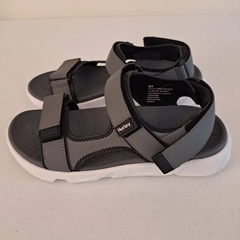 Hurley Oceanside Sport Sandals Mens 8 Grey Excellent Adjustable Straps 1269-441